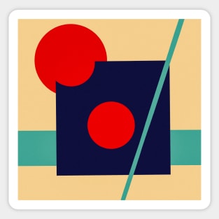 Geometric Red Circles Modern Art Sticker